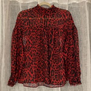 Zara High Neck Leopard Top